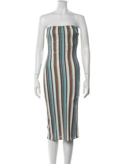 Pre-owned Ramy Brook Striped Midi Length Dress In Multicolor