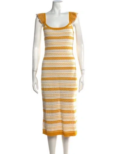 Pre-owned Ramy Brook Striped Midi Length Dress In Multicolor