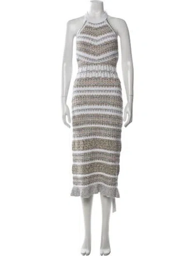 Pre-owned Ramy Brook Striped Midi Length Dress In Neutrals