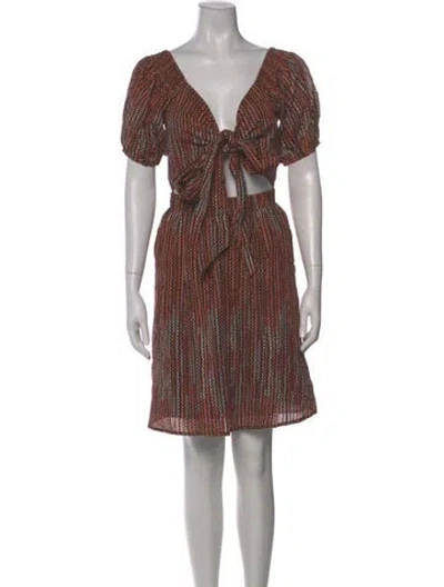 Pre-owned Ramy Brook Striped Midi Length Dress In Orange