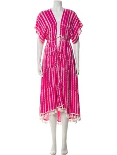 Pre-owned Ramy Brook Striped Midi Length Dress In Pink
