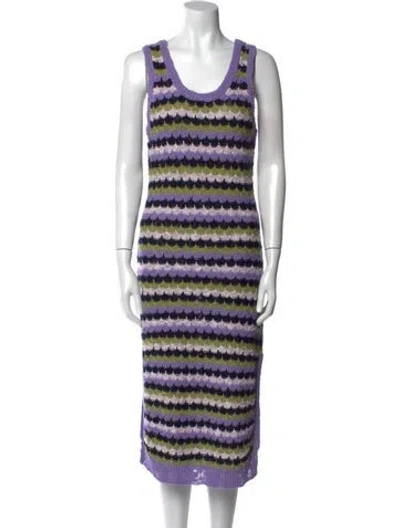 Pre-owned Ramy Brook Striped Midi Length Dress In Purple