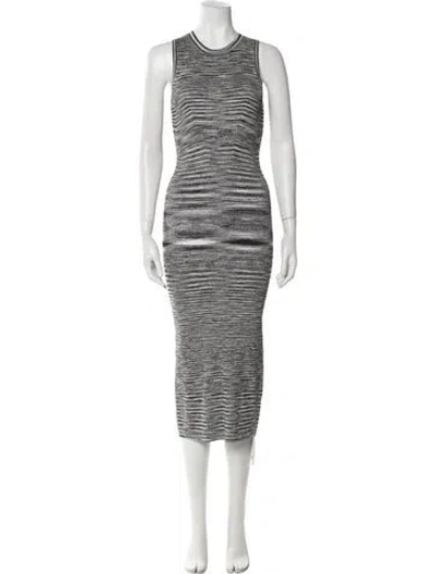 Pre-owned Ramy Brook Striped Midi Length Dress W/ Tags In Black