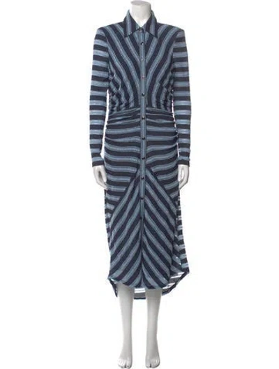 Pre-owned Ramy Brook Striped Midi Length Dress W/ Tags In Blue