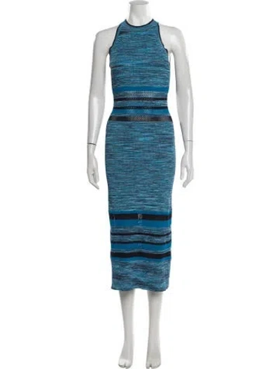 Pre-owned Ramy Brook Striped Midi Length Dress W/ Tags In Blue