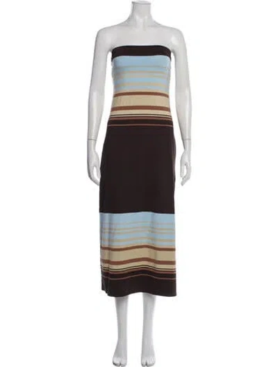 Pre-owned Ramy Brook Striped Midi Length Dress W/ Tags In Blue