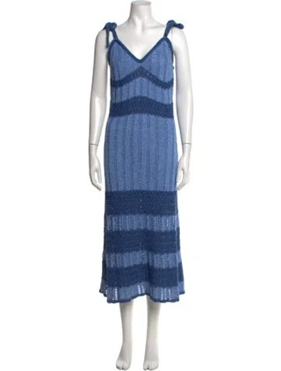 Pre-owned Ramy Brook Striped Midi Length Dress W/ Tags In Blue