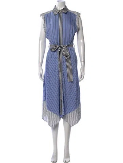 Pre-owned Ramy Brook Striped Midi Length Dress W/ Tags In Blue