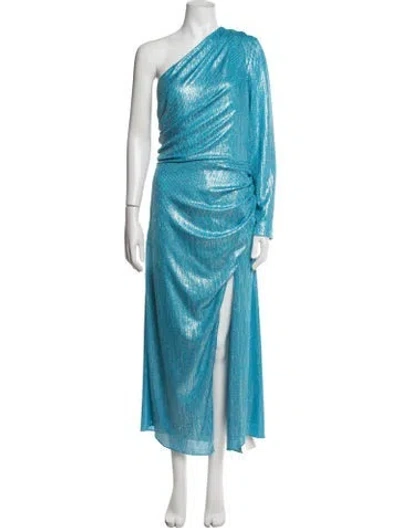 Pre-owned Ramy Brook Striped Midi Length Dress W/ Tags In Blue/metallic