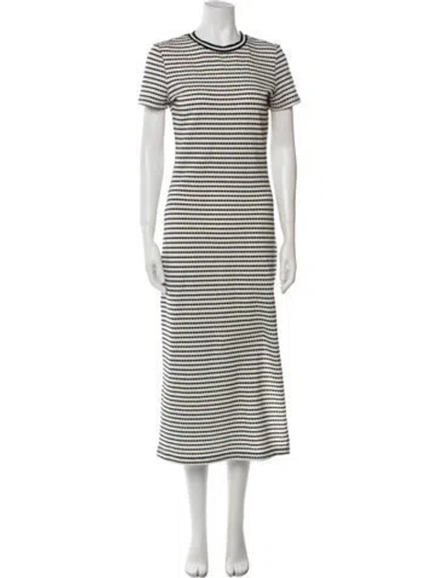 Pre-owned Ramy Brook Striped Midi Length Dress In White