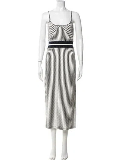 Pre-owned Ramy Brook Striped Midi Length Dress In White