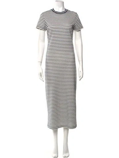 Pre-owned Ramy Brook Striped Midi Length Dress In White