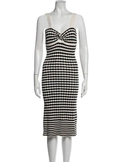 Pre-owned Ramy Brook Striped Midi Length Dress In White