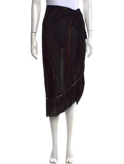 Pre-owned Ramy Brook Striped Midi Length Skirt In Black