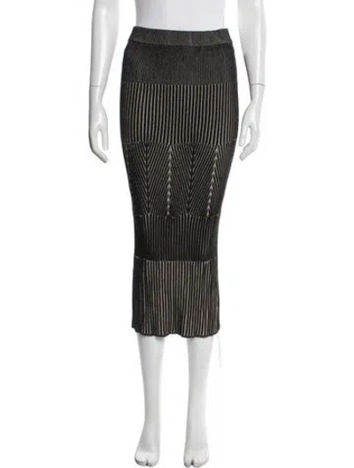 Pre-owned Ramy Brook Striped Midi Length Skirt In Black