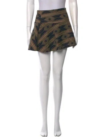 Pre-owned Ramy Brook Striped Midi Length Skirt In Green