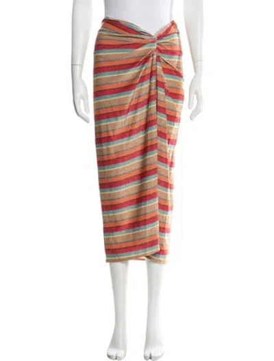 Pre-owned Ramy Brook Striped Midi Length Skirt In Metallic/neutrals