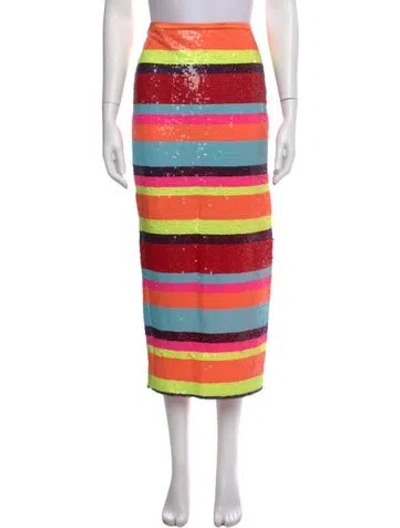 Pre-owned Ramy Brook Striped Midi Length Skirt In Pink