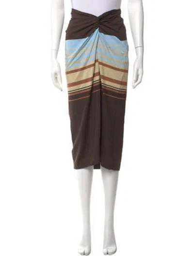 Pre-owned Ramy Brook Striped Midi Length Skirt W/ Tags In Brown