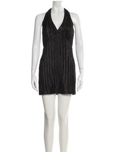 Pre-owned Ramy Brook Striped Mini Dress In Black