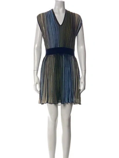 Pre-owned Ramy Brook Striped Mini Dress In Blue