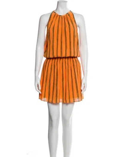 Pre-owned Ramy Brook Striped Mini Dress In Orange