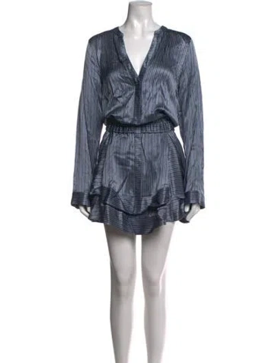 Pre-owned Ramy Brook Striped Mini Dress W/ Tags In Blue