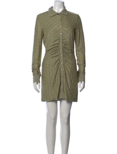 Pre-owned Ramy Brook Striped Mini Dress W/ Tags In Green