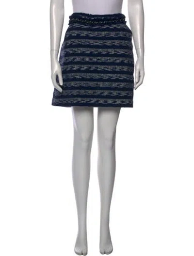 Pre-owned Ramy Brook Striped Mini Skirt In Blue