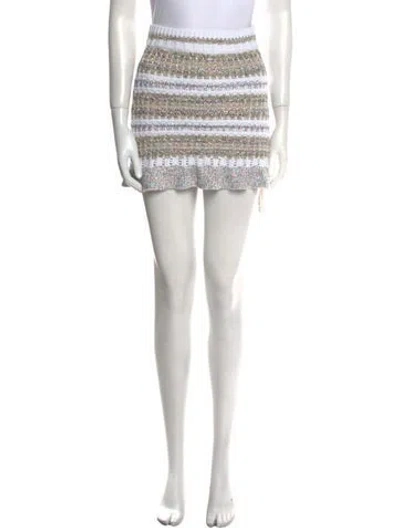 Pre-owned Ramy Brook Striped Mini Skirt In White
