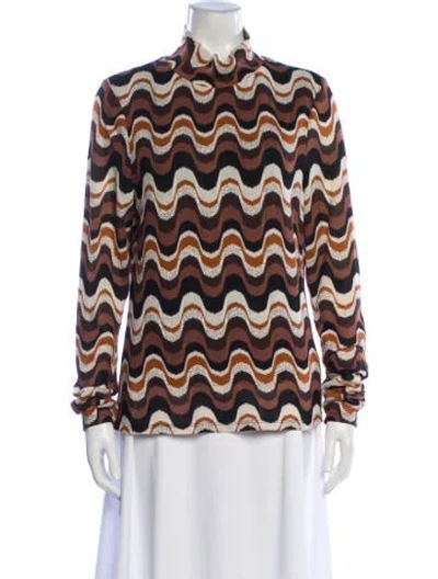 Pre-owned Ramy Brook Striped Mock Neck Sweater In Multi