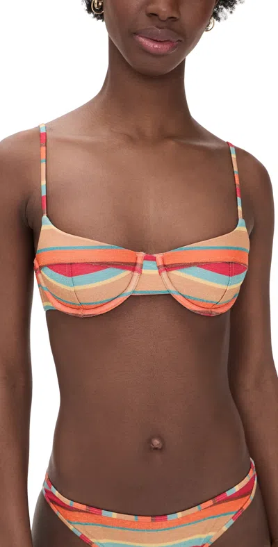 Ramy Brook Striped Mona Bikini Top Flame Glitter Stripe In Multi