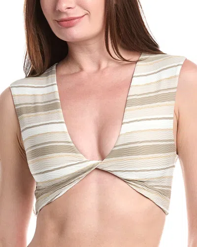 Ramy Brook Striped Oliwia Bikini Top In Green