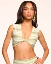 Ramy Brook Striped Oliwia Bikini Top In Sandstone Stripe