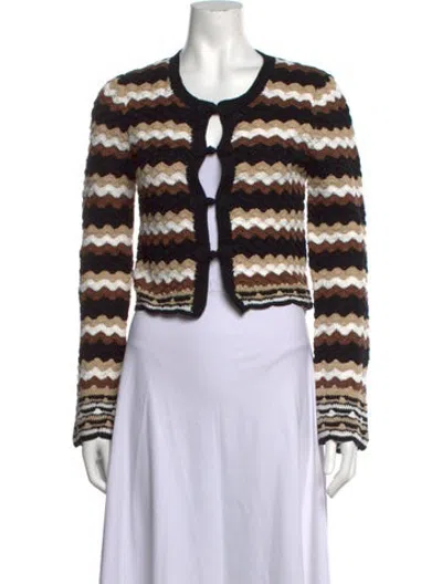 Pre-owned Ramy Brook Striped Open Front Sweater W/ Tags In Black