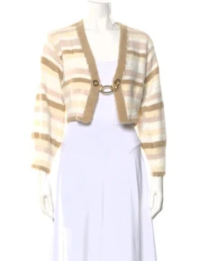 Pre-owned Ramy Brook Striped Open Front Sweater W/ Tags In Neutral