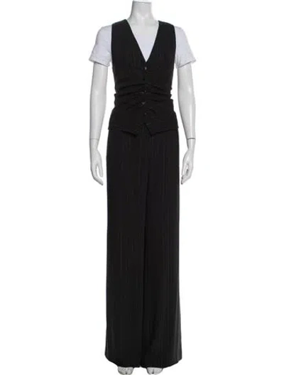 Pre-owned Ramy Brook Striped Pantsuit In Black