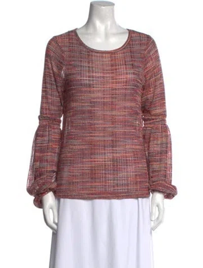 Pre-owned Ramy Brook Striped Scoop Neck Sweater In Red