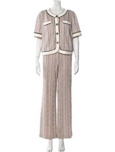 Pre-owned Ramy Brook Striped Sequin Embellishments Pant Set In Multi