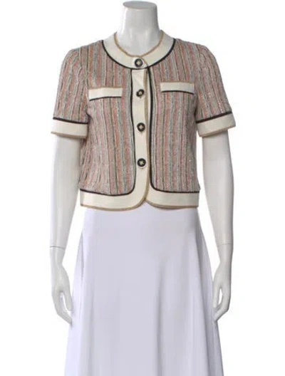 Pre-owned Ramy Brook Striped Short Sleeve Top W/ Tags In Neutral