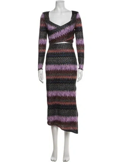 Pre-owned Ramy Brook Striped Skirt Set In Black