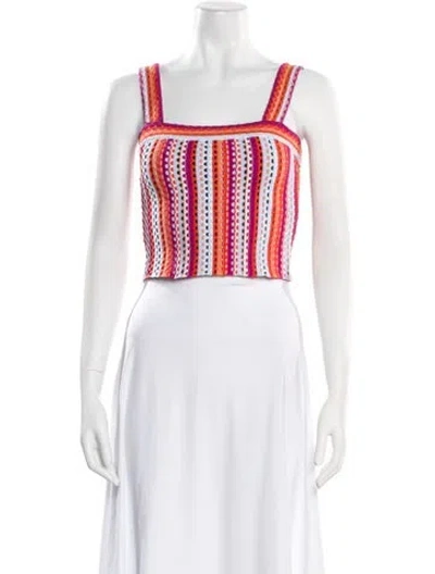 Pre-owned Ramy Brook Striped Square Neckline Crop Top W/ Tags In Orange