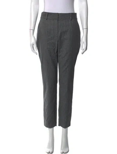 Pre-owned Ramy Brook Striped Straight Leg Pants In Grey/metallic