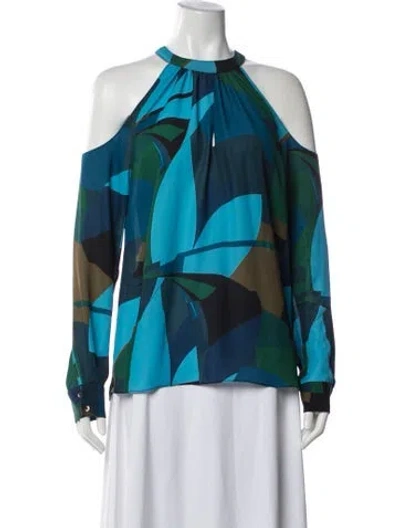 Pre-owned Ramy Brook Striped V-neck Blouse In Blue