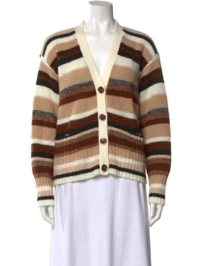 Pre-owned Ramy Brook Striped V-neck Sweater In Multi