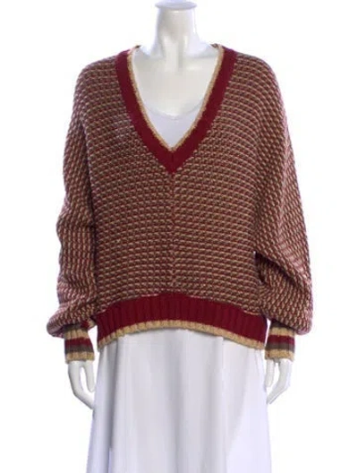 Pre-owned Ramy Brook Striped V-neck Sweater In Multi