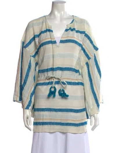 Pre-owned Ramy Brook Striped V-neck Sweater In Multicolor
