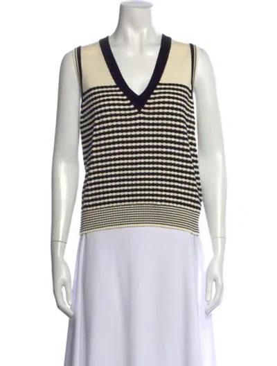 Pre-owned Ramy Brook Striped V-neck Sweater In Multicolor