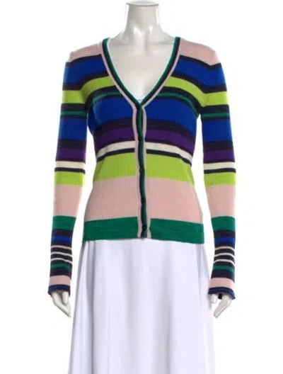 Pre-owned Ramy Brook Striped V-neck Sweater In Multicolor