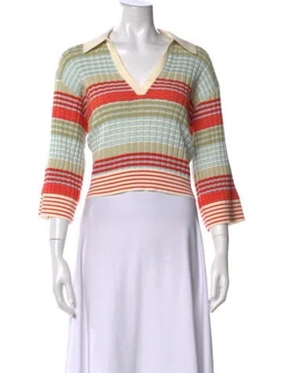 Pre-owned Ramy Brook Striped V-neck Sweater In Multicolor